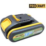 PRO-CRAFT Батерия акумулаторна, Li-Ion, 18V, 1.5Ah, PROCRAFT Compact, за PA18C (UNI-01012700)
