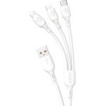 Dudao Кабел за зареждане Dudao L8A-3in1 USB-A/USB-C/micro USB/Lightning - Бял / 1.2m KP41379