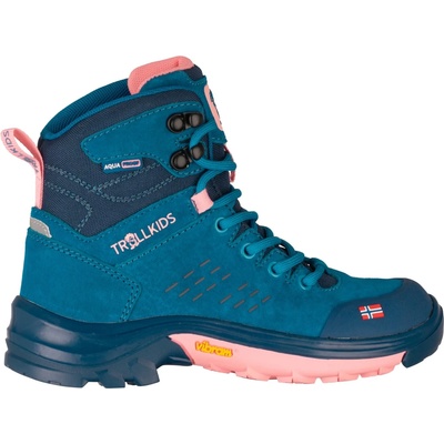 Trollkids Детски туристически обувки Trollkids Kid's Trollsteinen Hiker Mid XT Walking boots - Harbor Blue / Madeira Blue / Peony Rose - размер 32 (EU) (702-3180-0415)