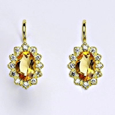 Čištín Zlaté náušnice Kate, přírodní citrín pálený, žluté i bílé zlato, VE 247