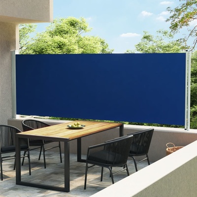 Greatstore Zatahovací boční markýza / zástěna modrá 160 x 600 cm