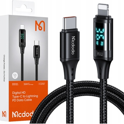Mcdodo CA-1030 USB-C na Lightning, 36 W, 1,2m, černý