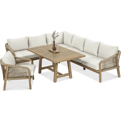 Furrore MARIGOLD DINING 2+1 záhradná drevená sedacia súprava, natural 005049