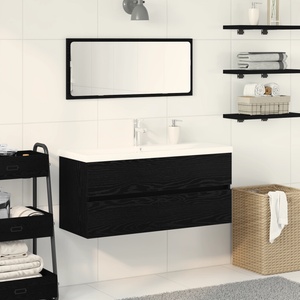 vidaXL Шкаф за мивка в баня Черния дъб 100 x 39 x 62 см (3333140)