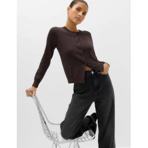 Marks & Spencer Кардиган с копче и кръгло деколте Marks & Spencer кафяв Marks & Spencer | Kafyav | ЖЕНИ | S