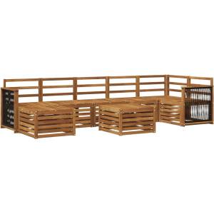 vidaXL Комплект дивани за открито 7 бр. Натурално (3384650)
