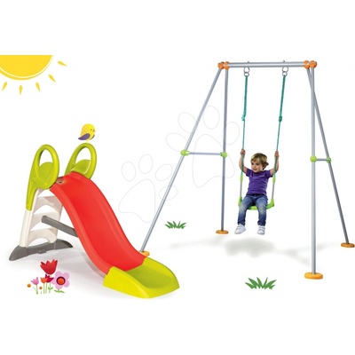 Smoby set šmyklava Toboggan KS stredná a hojdačka s kovovou konštrukciou 310262-15