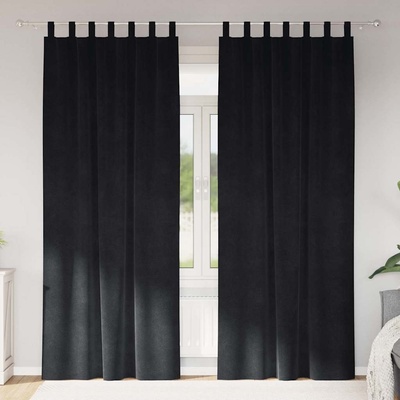 vidaXL Затъмняващи завеси 2 pcs Черно 140 x 245 cm Кадифе (4107176)