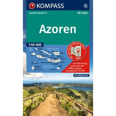 Azoren, Azorské ostrovy – set 2 turistických map (Kompass - 2260) - turistická mapa