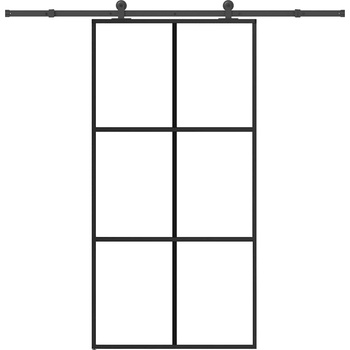 vidaXL Плъзгаща се врата с механизъм 102x205 см ESG стъкло и алуминий (3332820)