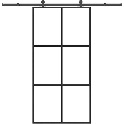 vidaXL Плъзгаща се врата с механизъм 102x205 см ESG стъкло и алуминий (3332820)
