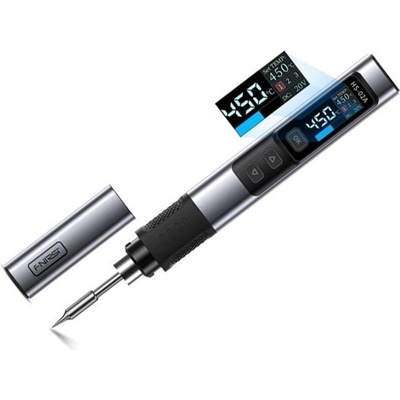 Fnirsi HS-02A SMART 100W програмируем микро поялник с дисплей, 6 бр. човки, 100°C-420°C, сребрист (HS-02A high profile)