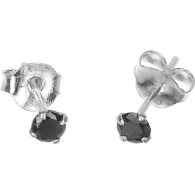 Argento Stříbrné náušnice - černý kulatý zirkon, průměr 3 mm 66715