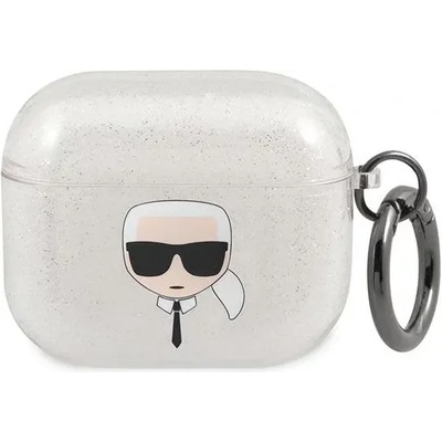 Karl Lagerfeld Калъф Karl Lagerfeld KLA3UKHGS за AirPods 3, сребрист с брокат Karl`s Head (KLA3UKHGS)