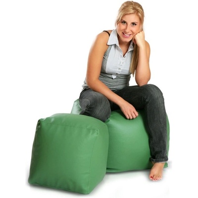 Ecopuf Taburetka - CUBE - S ekokoža E9 - Zelená
