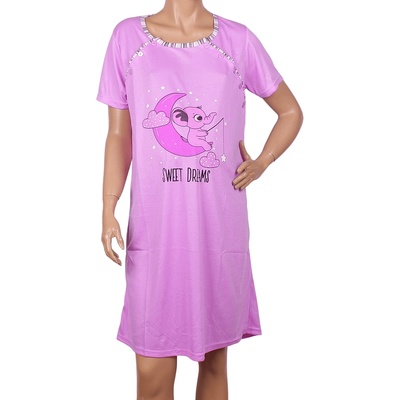 Макси нощница за кърмачки в светлолилаво със слонче