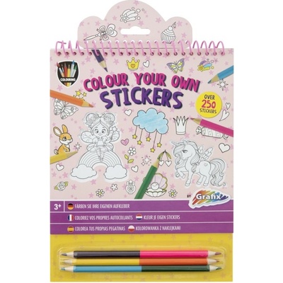 Samolepky k vymalování 250 ks a oboustranné pastelky růžové – Zboží Mobilmania