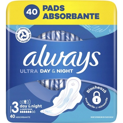 Always Ultra Day & Night hygienické vložky vel. 3 s křidélky 40 ks