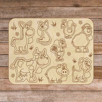 Sentop H024 Detská drevená puzzle vkladačka - Zvieratká na farme 8 dielikov 20 x 15 cm 4148-63797 H024