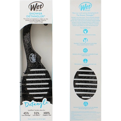Wet Brush Shower Detangler kefa na vlasy Glitter Black