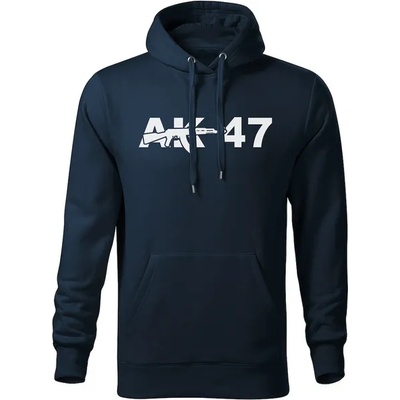 DRAGOWA мъжки суитшърт с качулка ak47, тъмносин, 320г/м2 (5745)