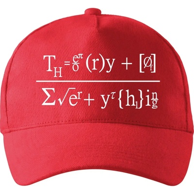 Teória všetkého Theory of Everything so zahnutým šiltom a mosaznou sponou Červená
