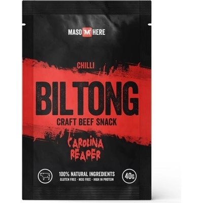 Maso Here Biltong Sušené hovězí maso chilli Carolina Reaper 40 g