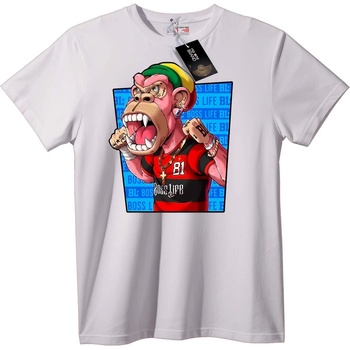 NOONEBRAND Тениска Маймуна Boss Life - S, White