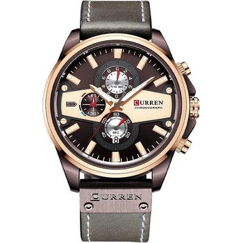 Curren Мъжки часовник Curren Vicide, Хронограф, Кожена каишка, Сив / Розово злато (CURREN-8394-GRAY)