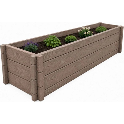Báča Beton Betonový vyvýšený záhon - imitace dřeva 200 x 80 x 25 cm, Hnědá