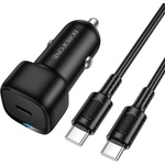 BOROFONE Зарядно за автомобил - Borofone (BZ34A Cloud) - включен Type-C кабел, Single Type-C, PD20W, 12-24V - Черен