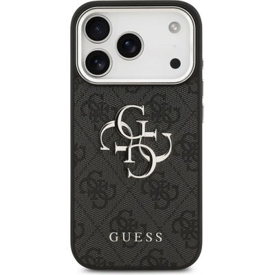 GUESS Предпазен калъф Guess PU 4G Metal Logo за iPhone 17 Pro, черен (GUHCP17LP4G4SMCK)