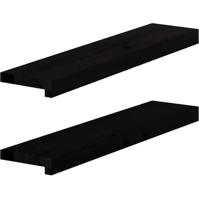 vidaXL Прозоречни первази, 2 бр, кафяво-черни, 70x15x2 см, дъб масив (4009165)
