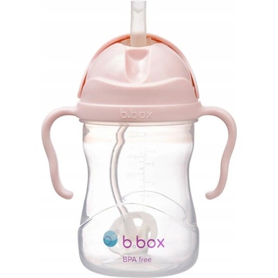 B.Box fľaša so slamkou so závažím proti vytečeniu 240 ml svetloružová