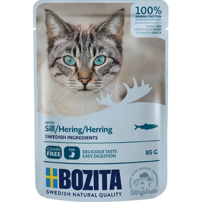 Bozita 12x85г Bozita хапки в сос, консервирана храна за котки - херинга