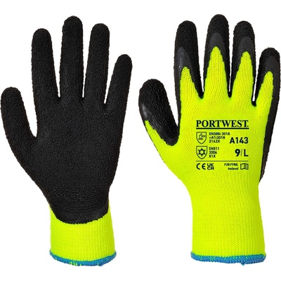 Portwest thermal soft grip a143 / Зимни ръкавици, потопени в латексова пяна - черно/жълто m (a143y8rm)