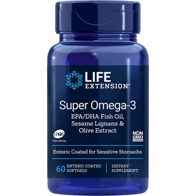 Life Extension Super Omega-3 Enteric Coated | with Sesame Lignans & Olive Extract [60 Гел капсули]
