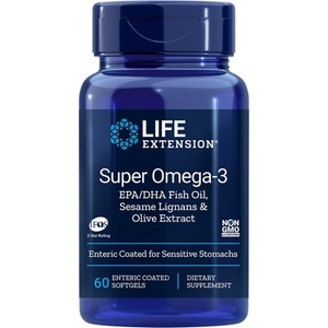 Life Extension Super Omega-3 Enteric Coated | with Sesame Lignans & Olive Extract [60 Гел капсули]
