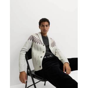 Marks & Spencer Кардиган със плетен десен и Fair Isle мотив Marks & Spencer сива Marks & Spencer | Siv | МЪЖЕ | XXL REG