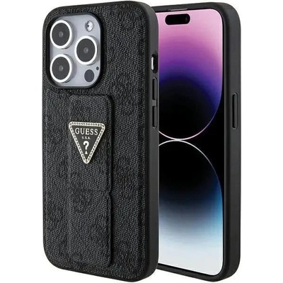 GUESS Кейс Guess Grip Stand 4G Triangle Strass за iPhone 15 Pro Max, черен (3666339197322)
