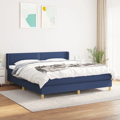 vidaXL Боксспринг легло с матрак, синьо, 160x200 см, плат (3130207)