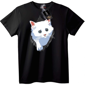 NOONEBRAND Тениска Сладко Бяло Коте - 2XL, White