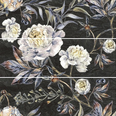 KAI GROUP ДЕКОР nero flowers 3483 r 24.4х74.4 r СЕТ 3бр (3483)