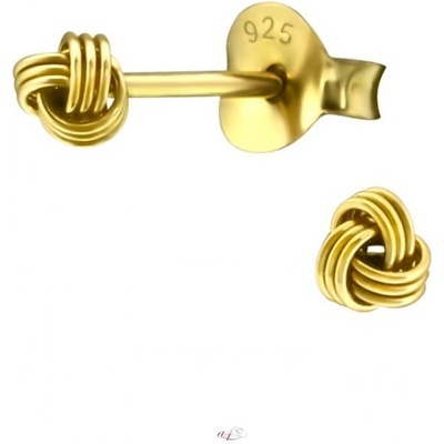 Prosperk náušnice ze stříbra zlaté uzlíky S4053