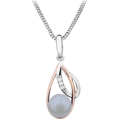 JVD Dámský stříbrný rose gold přívěsek se zirkony a perlou SVLP0233SH8P600