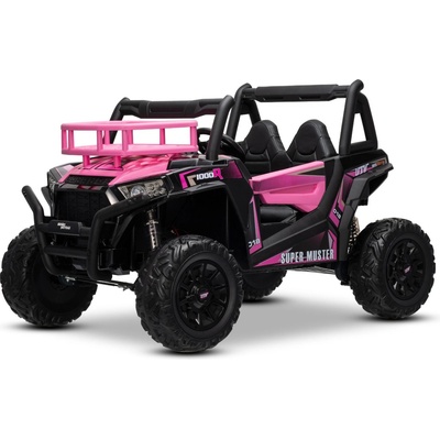 Beneo Motors UTV 24V Акумулаторен Джип, Черен, Розов, Две Кожени Седалки, 2x200W Мотора, Литиева Батерия, EVA Гуми, LED Светлини и 2.4 GHz Дистанционно (56325896)