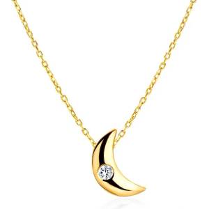 SAVICKI Колие с луна, злато 585, бял диамант 0.04К, 45 см