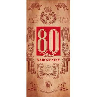 Bohemia Gifts & Cosmetics Mliečna čokoláda 100 g pre muža k 80. narodeninám (BC250238)