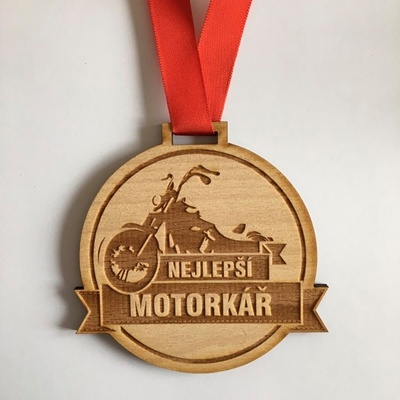 Dekorace z Česka Dřevěná medaile Nejlepší motorkář