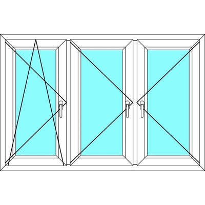 Ekosun Plastové okno 280x90 Trojkřídlé se sloupky Ekosun 70